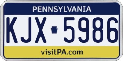 PA license plate KJX5986