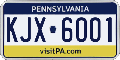 PA license plate KJX6001