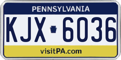 PA license plate KJX6036