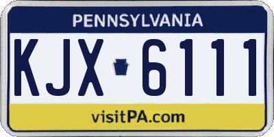 PA license plate KJX6111