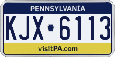 PA license plate KJX6113