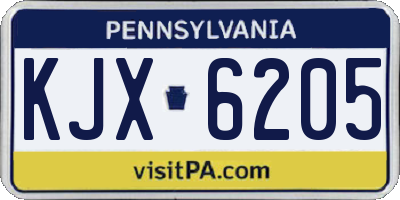 PA license plate KJX6205