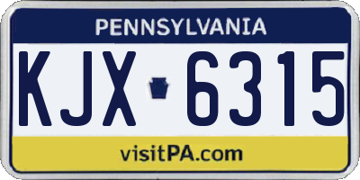 PA license plate KJX6315