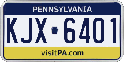 PA license plate KJX6401