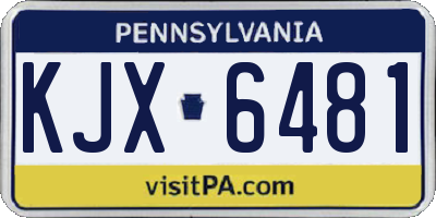 PA license plate KJX6481
