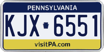 PA license plate KJX6551