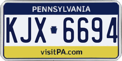 PA license plate KJX6694
