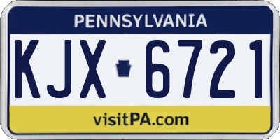 PA license plate KJX6721