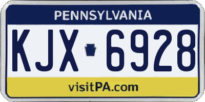 PA license plate KJX6928