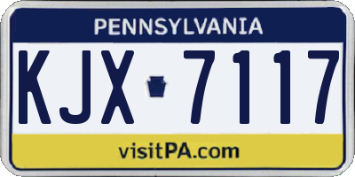 PA license plate KJX7117
