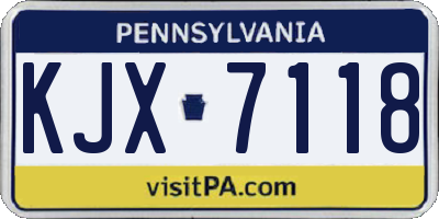 PA license plate KJX7118