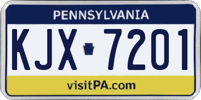 PA license plate KJX7201
