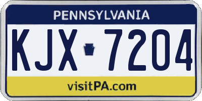 PA license plate KJX7204