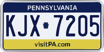 PA license plate KJX7205
