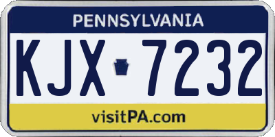 PA license plate KJX7232