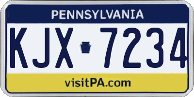 PA license plate KJX7234