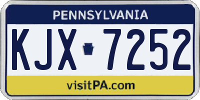 PA license plate KJX7252