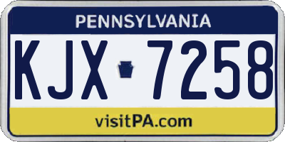 PA license plate KJX7258