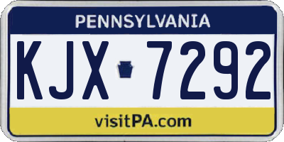 PA license plate KJX7292