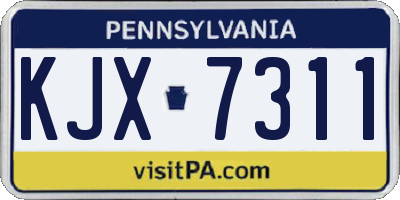 PA license plate KJX7311