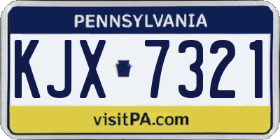 PA license plate KJX7321