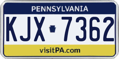 PA license plate KJX7362