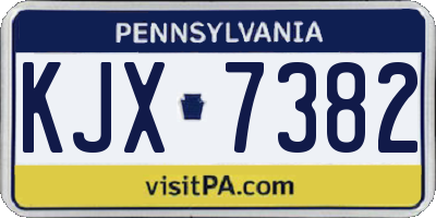 PA license plate KJX7382