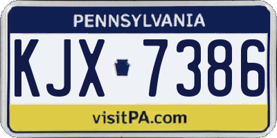 PA license plate KJX7386