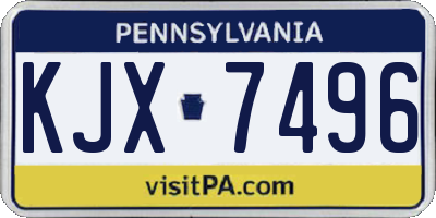 PA license plate KJX7496