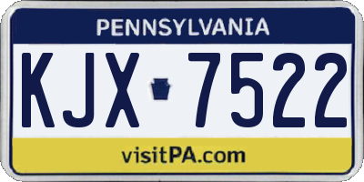 PA license plate KJX7522
