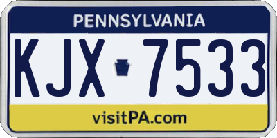 PA license plate KJX7533
