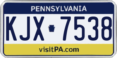 PA license plate KJX7538