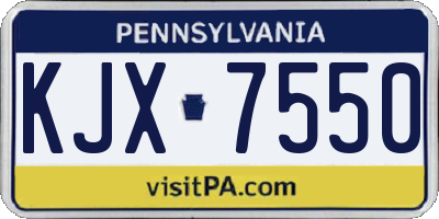 PA license plate KJX7550