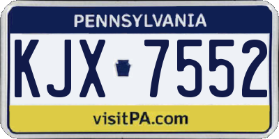 PA license plate KJX7552