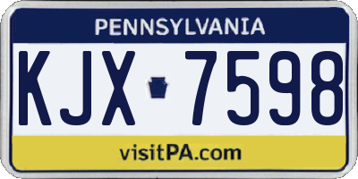 PA license plate KJX7598