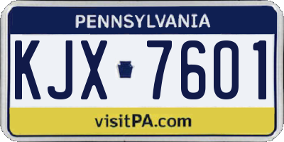PA license plate KJX7601