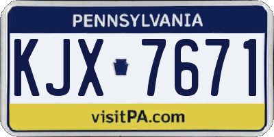 PA license plate KJX7671