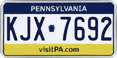 PA license plate KJX7692