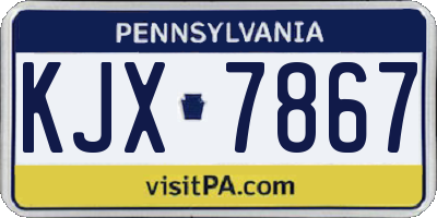 PA license plate KJX7867