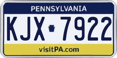 PA license plate KJX7922
