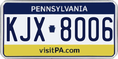 PA license plate KJX8006