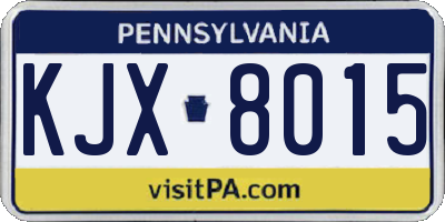 PA license plate KJX8015