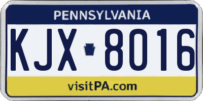PA license plate KJX8016