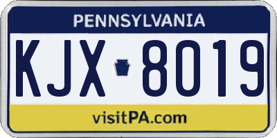 PA license plate KJX8019
