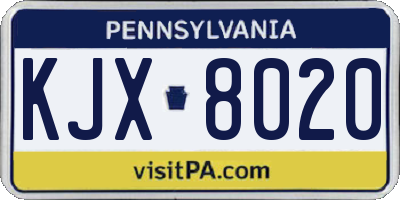 PA license plate KJX8020