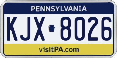 PA license plate KJX8026