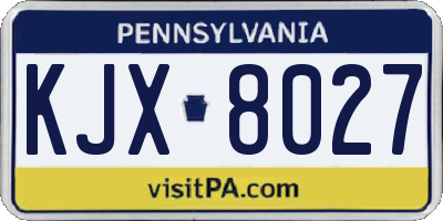 PA license plate KJX8027