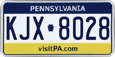 PA license plate KJX8028