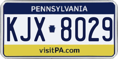 PA license plate KJX8029
