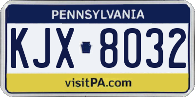 PA license plate KJX8032